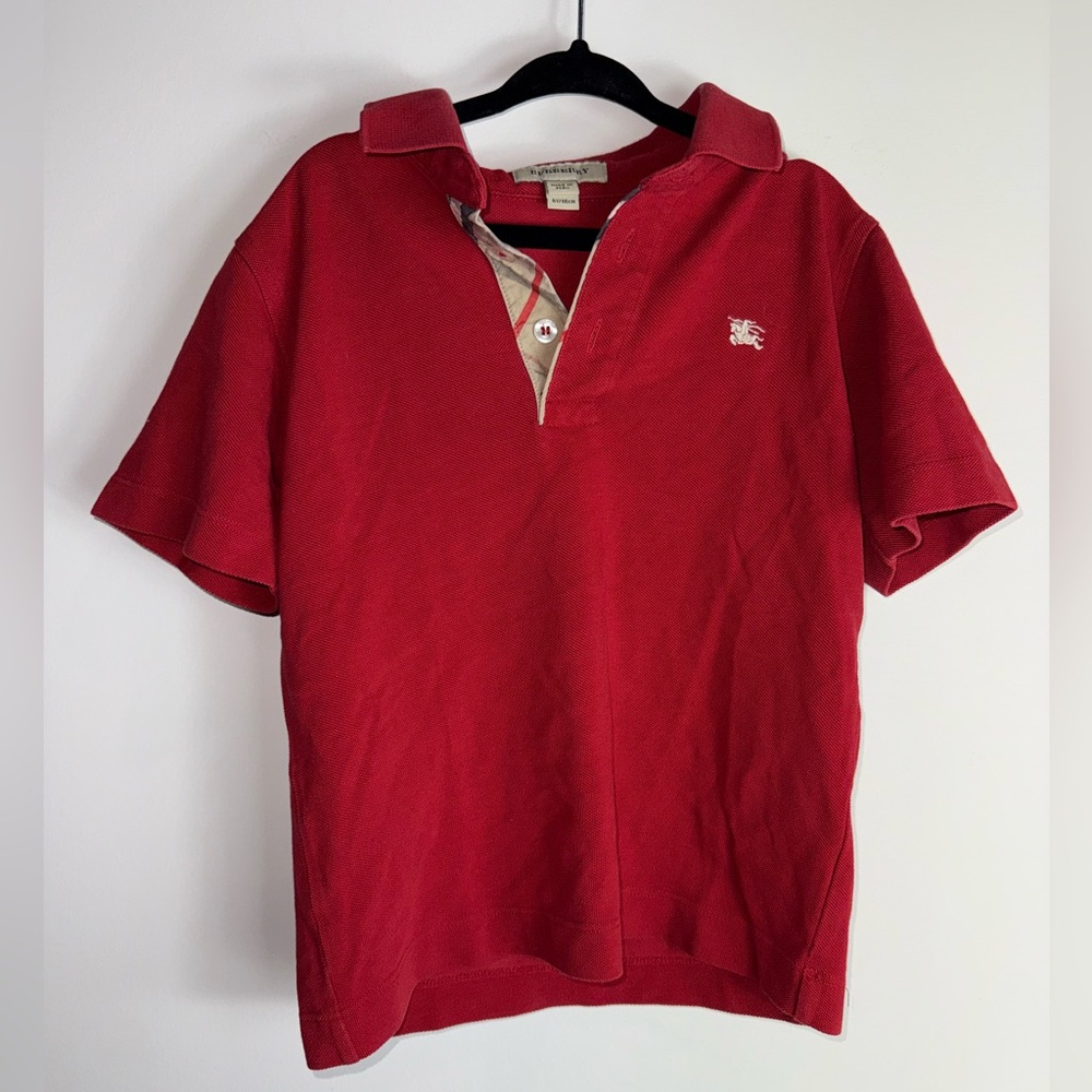 Burberry Red Polo Shirt with Beige Accents